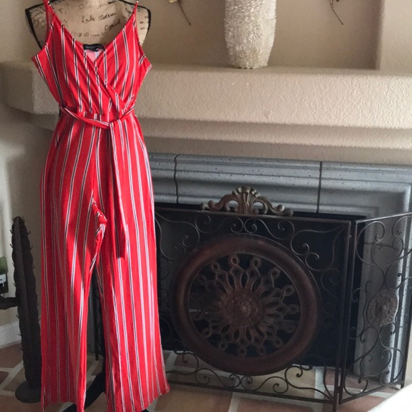 Pants - Red Jumper w/ Black & White Stripes NWT